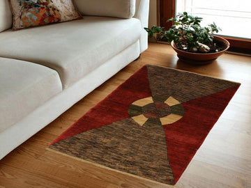Shabby Chic Gabbeh Caryn Red/Brown Wool Rug - 3'11'' x 5'11''